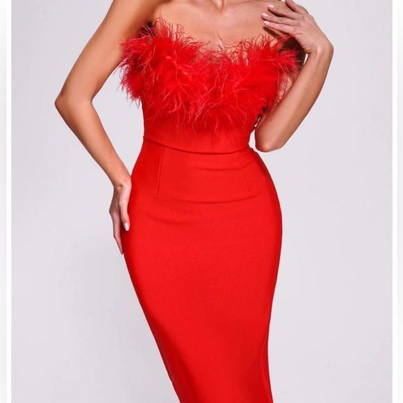 Elegant feather midi dress - Picture 2 of 3